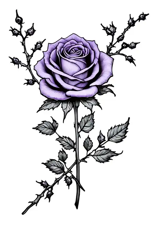 Black And Purple Rose Surrounded By Brambles Which Represents Mourning