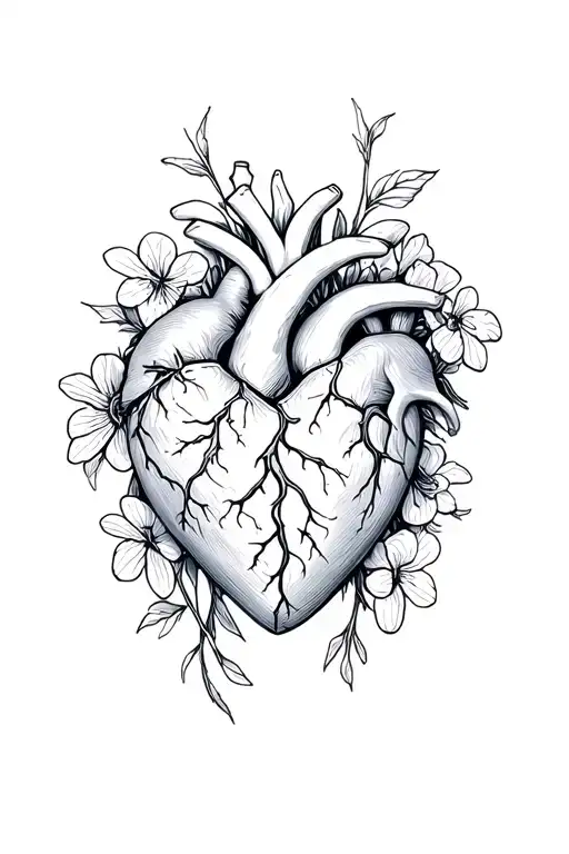 A Heart Broken Surrounded By Violets With Fear Of Eternity Above It