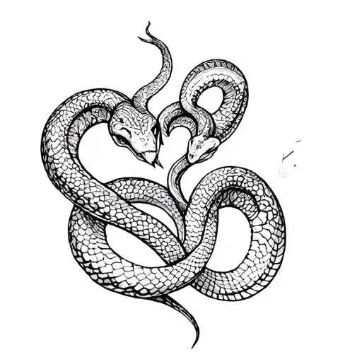 Snake Intertwined Hearts
