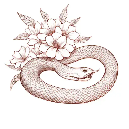 Snake And Flowers Growing