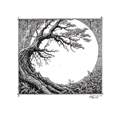 Jungle Moon Trough Tree In Sqaure