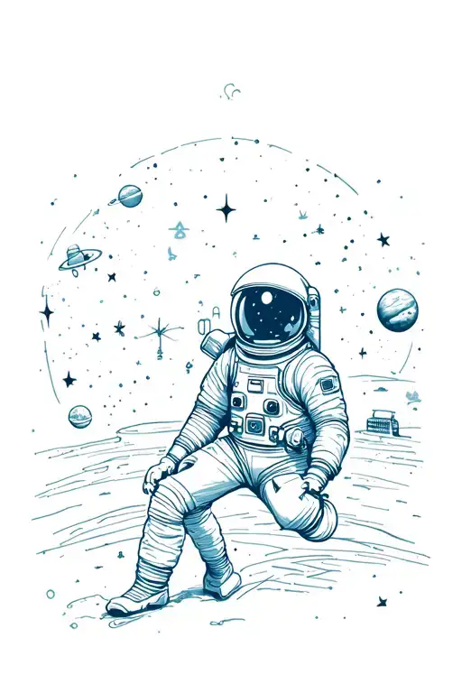 Cosmonaut And Space Surrounded