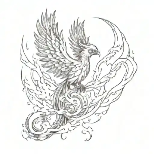 A Fiery Phoenix Enveloped In Flames And Chains