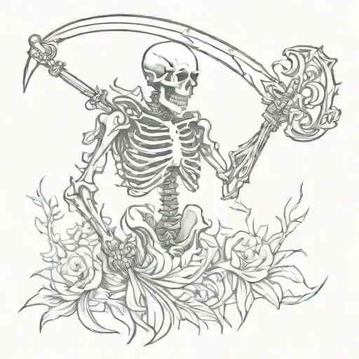 A Skeleton Holding A Scythe