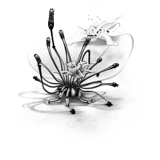 Spider With Lilies And Blood