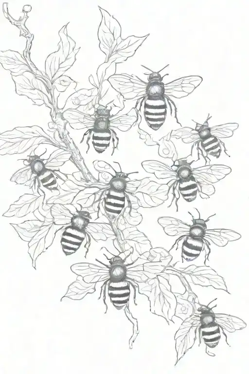 Dainty Bees On A Vine