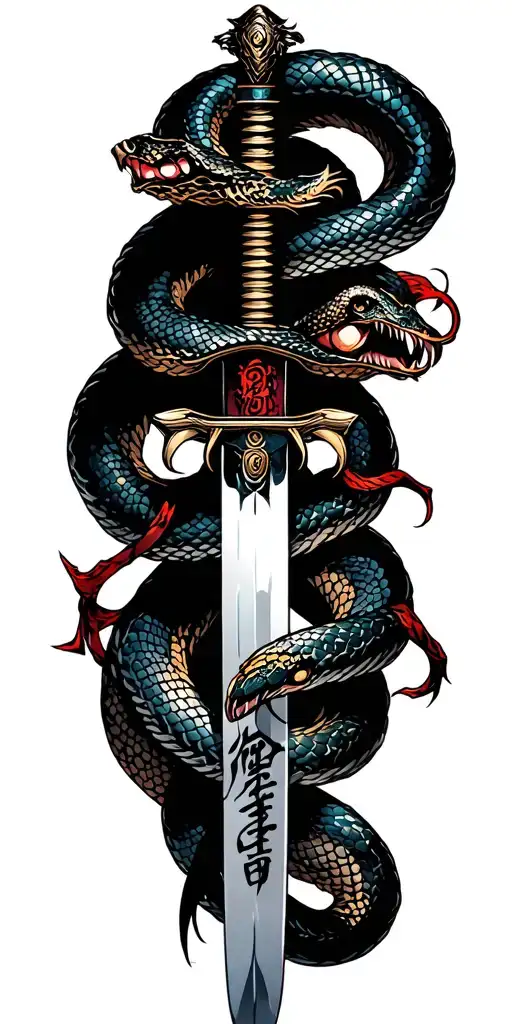 Samurai Sword With Snake Wrapped