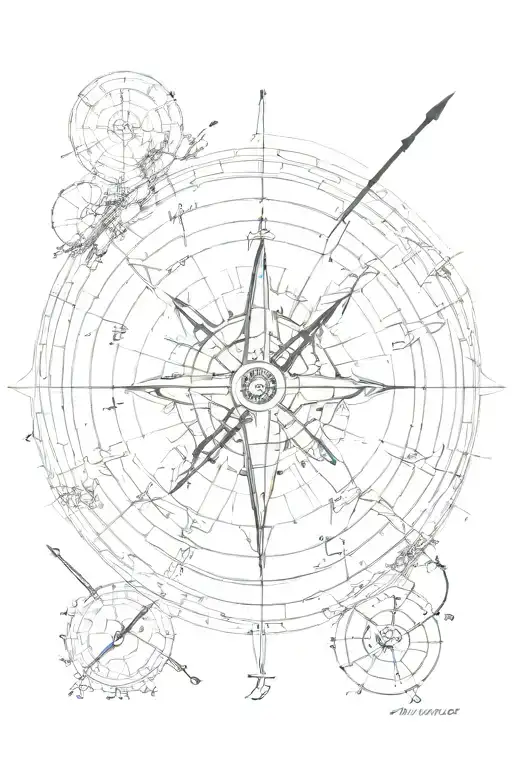 Map Overlayed On Compass With Arrows