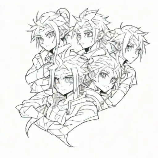 Design A Sketch Tattoo Of A Group Of 3 Friends From The Game Gacha