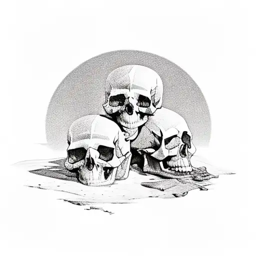 Egyptian Landscape And Skulls