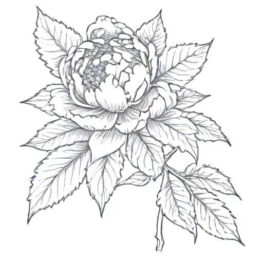 Peony And Oak Tree Leaf