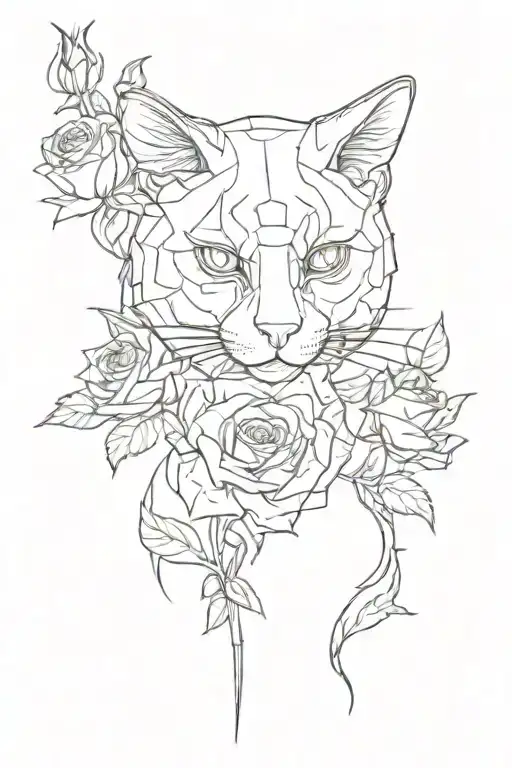 Cat Cyberpunk Roses Blooming Flowers