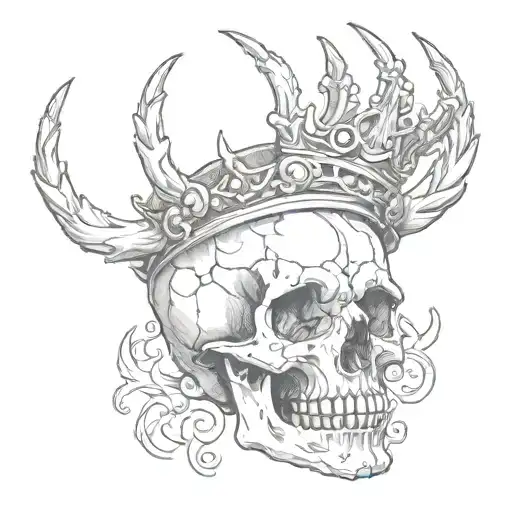 Skull Wearing Horned Crown