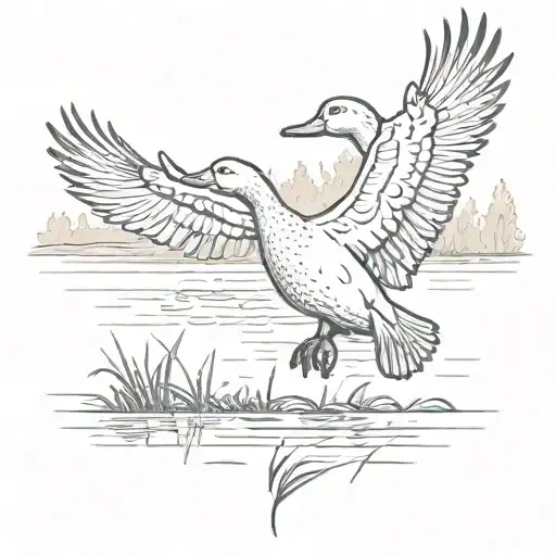 A Traditional Duck Hunting Scene With Decoys And A Shotgun