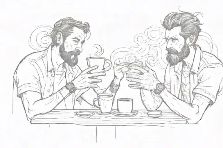 Two Guys Drinking Coffee