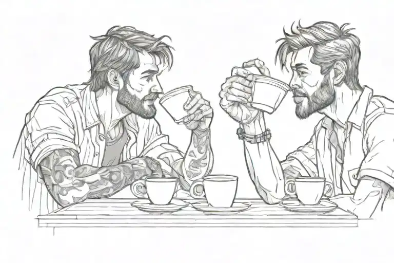 Two Guys Drinking Coffee