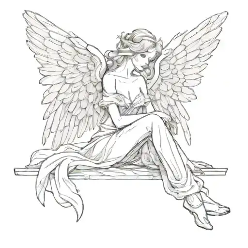 Angel Sitting With Wings