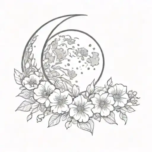 Cresent Moon Wth Flowers