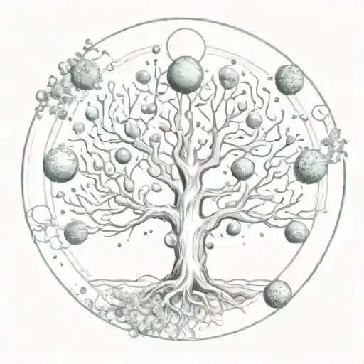A Surreal Surrealistic Interpretation Of The Tree Of Life With Planetary Orbs As Its Fruit