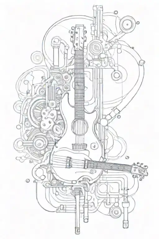 A Tattoo Design Inspired By Electronic Music And A Mix Of Different Musical Instruments