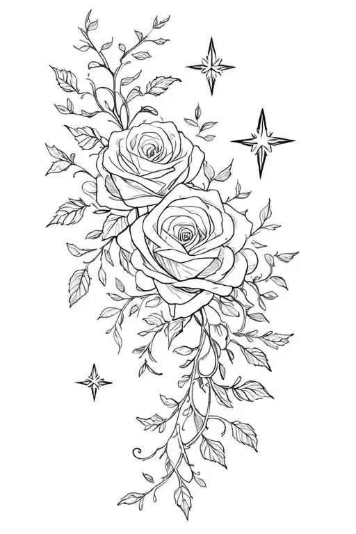 Stars And Rose Vines Wrapped