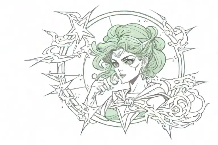 Sailor Jupiter Symbol Surrounded By Lightning Bolts