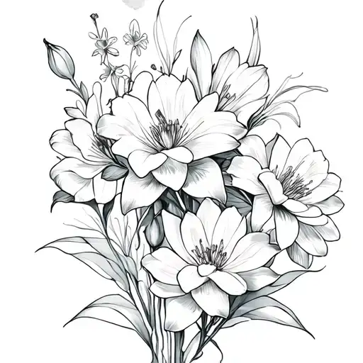 Twisted Tattoo With Carnations Iris Lily And Water Lilly's And Forget Me Nots