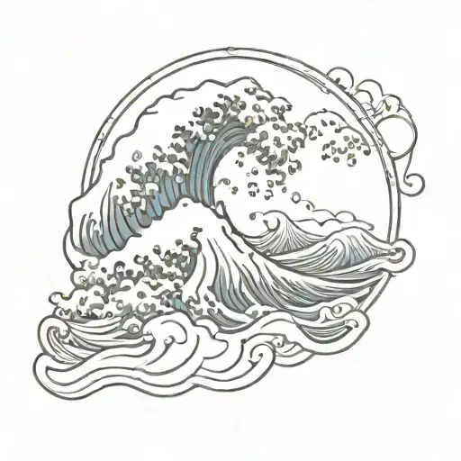 Traditional Style Wave With Sun