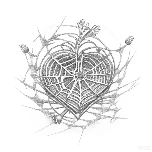 Flowers Spider Web Heart