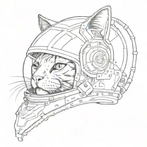Cat Face In Space Helmet Tattoo On Arm Will Be Depicted