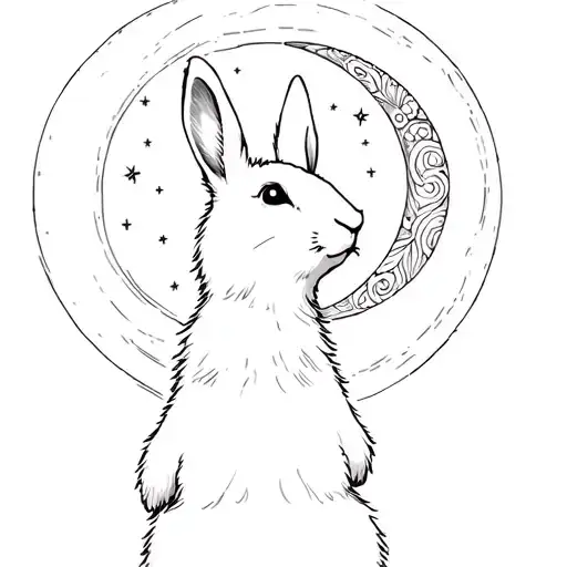 Bunny Looking Up At Moon