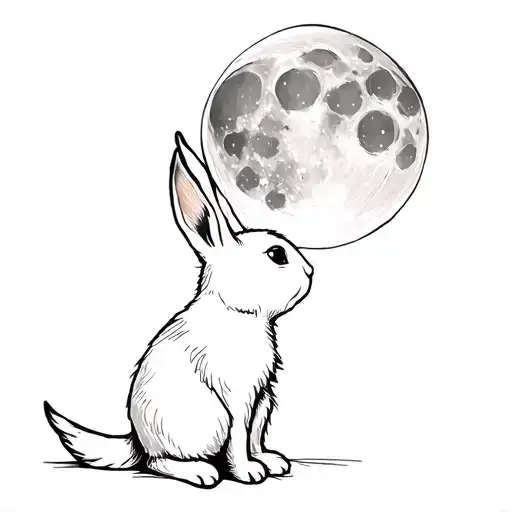 Bunny Looking Up At Moon