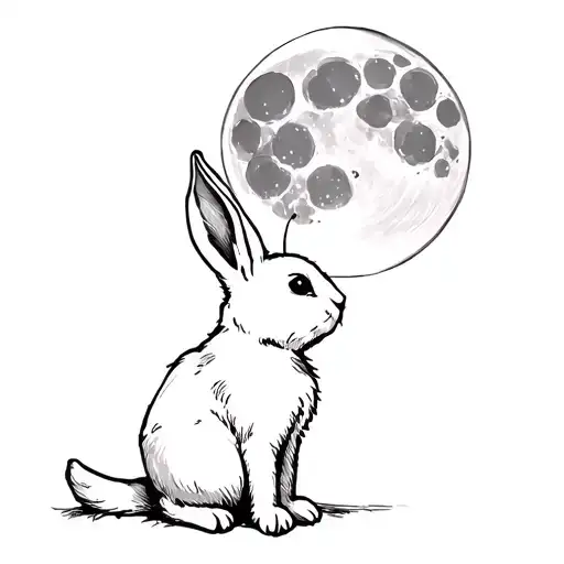 Bunny Looking Up At Moon