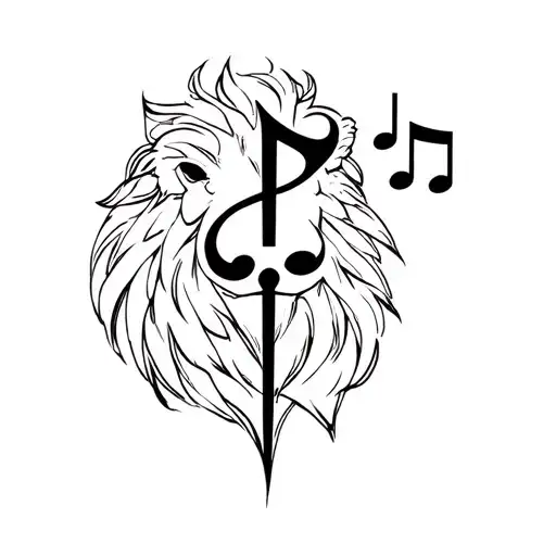 Leo Glyph Symbol Intertwined With A Few Music Notes