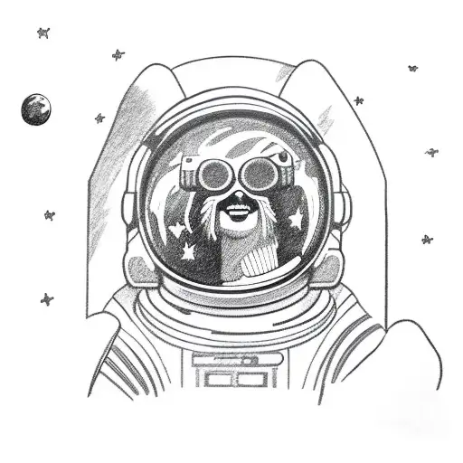 Cartoon Astronaut In Spacesuit Driving Convertible Mustang