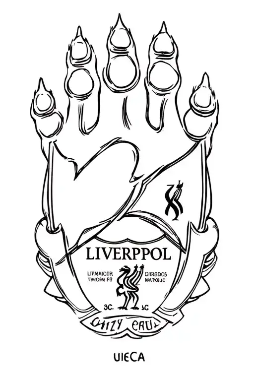 Dogs Paw And Liverpool Fc Badge Intertwined