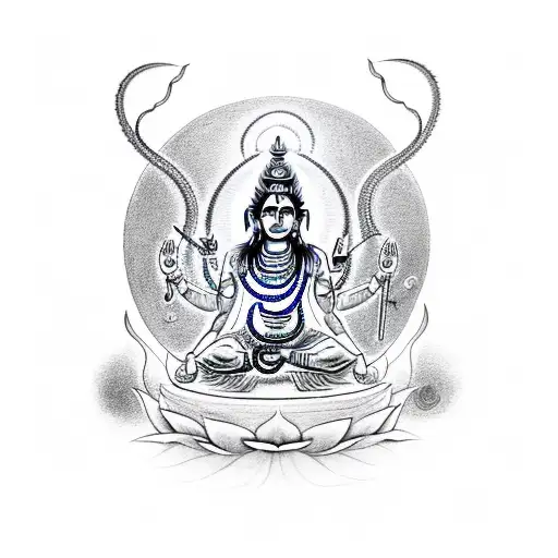 Shiva Trishul With Om Symbol And Cobra Around It