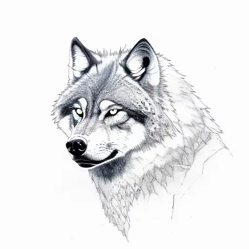 Dark Lonely Wolf Made By Trees