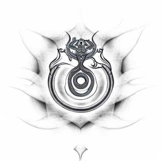 Trishul With Om Symbol And Cobra Around It