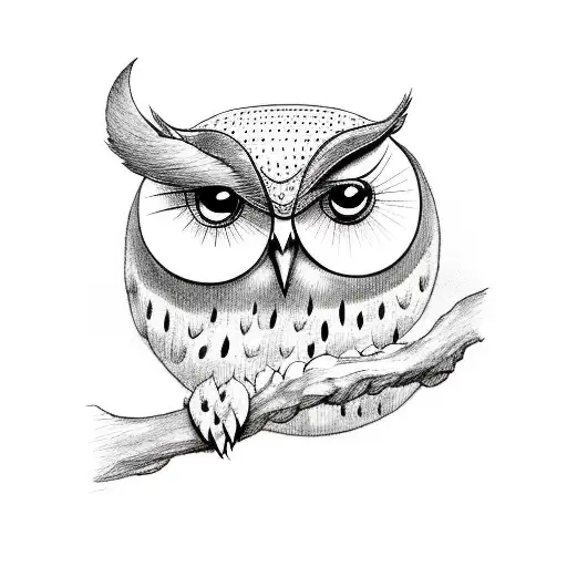 Owl Over Crescent Moon