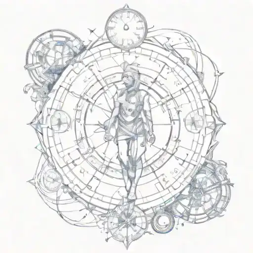 An Intricate Sketch Of Trazyn The Infinite Surrounded By Symbols Of Time And Space