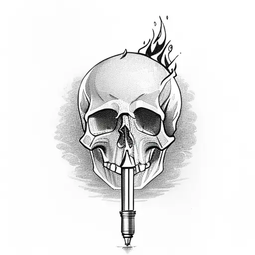Zippo Lighter With Skull Coming Out Of The Flame