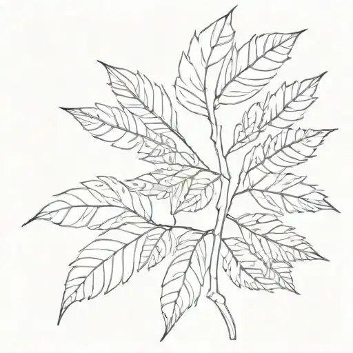 Simple Line Art Leaves