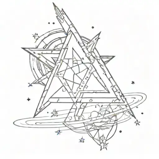 A Sketch-style Tattoo Of The Exo Logo Incorporated Into A Galaxy Background With Shooting Stars