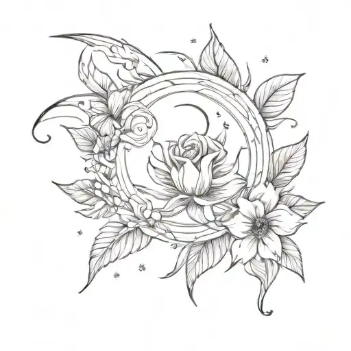 Flower With Crescent Moon With Love Letter