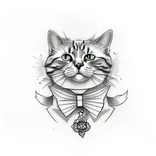 Handpoke Tattoo Sketch Cat