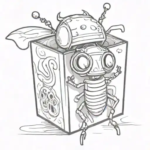 Beetle Inside Juice Box Cartoon Character