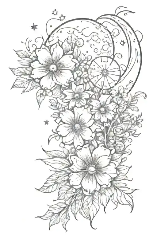 Flowers Moon And Stitch