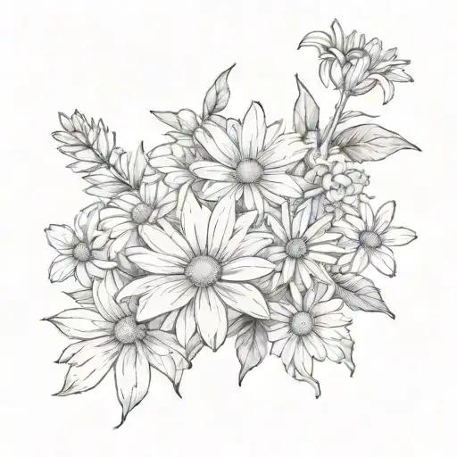 Daisy And Aster Spine Tattoo Fine Line