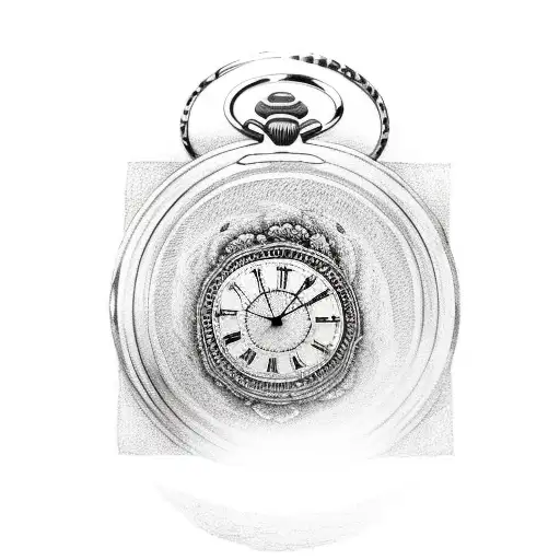 Bear With Pocket Watch And Flowers